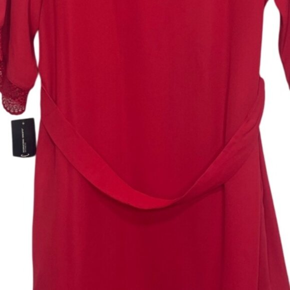 INC Intimates Short Robe Lace Trim Belt Womans Small Red New Sleepwear Silky - Picture 5 of 12